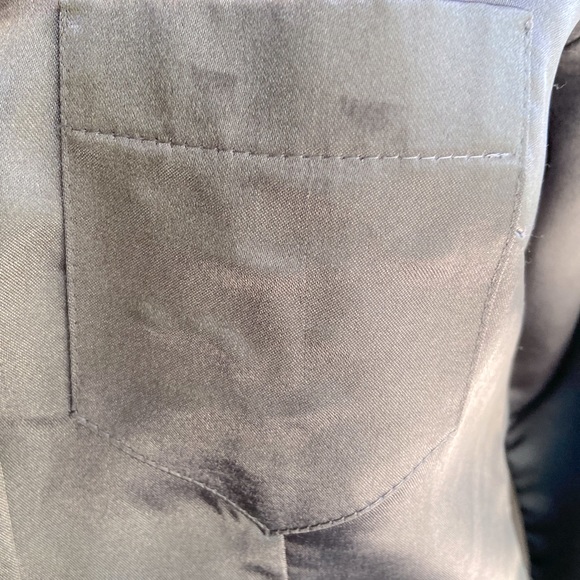 S SILVER GRAY SHINY BUTTON DOWN BLOUSE POCKET BUTTON CUFF ODDS AND EVENS - Picture 7 of 10